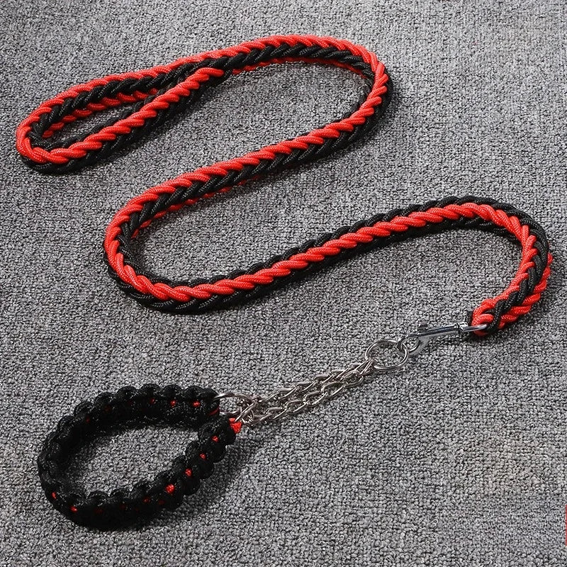 Nylon Dog Collar Leash Set Colored Woven Traction Rope Adjustable Dog Collars for Dogs Training and Walking