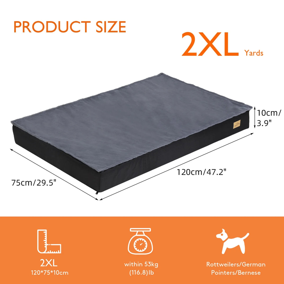 Orthopedic Dog Bed for Large Dogs Dog Crate Bed with Removable Washable Cover Sponge Foam Base Pet Bed Sleeping Mat Kennels Pad