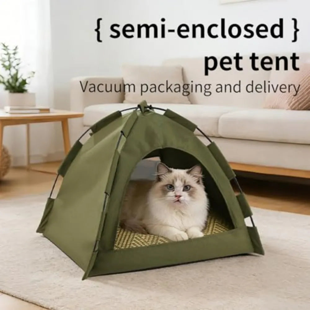 Outdoor Pet Tent Semi-Enclosed Portable Shelter for Cat Dog Garden Backyard All-Season Removable Washable Large Size