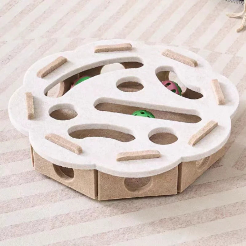 nteractive Cat Puzzle Maze Box Toy Soft Felt Hole Game Box With Bell Ball Funny Boredom Relief Play Toy For Kittens Cats