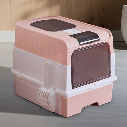 Enclosed Cat Litter Box Extra Large Anti Odor Anti Spill With Transparent Door Covered Cat Toilet Pet Cleaning Products For Cats
