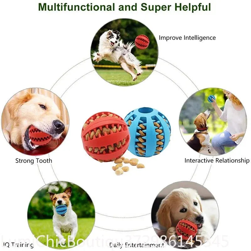 Non‑Toxic Bite‑Resistant Dog Toy Ball Treat Dispensing Feeder Ball Chew Tooth‑Cleaning Interactive Play Toy For Puppy Dogs Cats Pet Supply