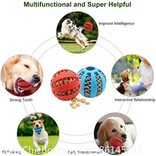 Non‑Toxic Bite‑Resistant Dog Toy Ball Treat Dispensing Feeder Ball Chew Tooth‑Cleaning Interactive Play Toy For Puppy Dogs Cats Pet Supply
