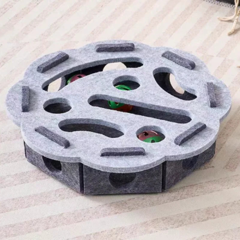 nteractive Cat Puzzle Maze Box Toy Soft Felt Hole Game Box With Bell Ball Funny Boredom Relief Play Toy For Kittens Cats