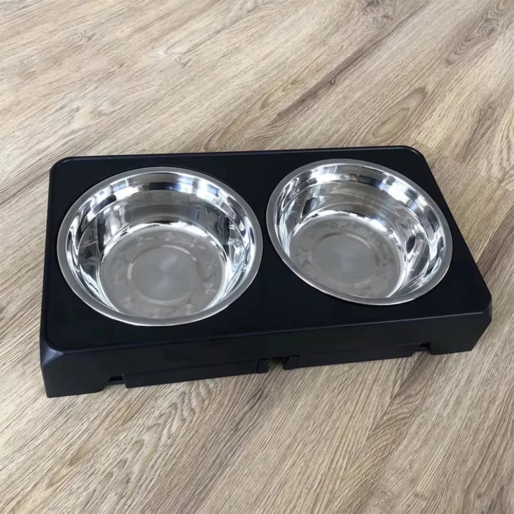 Adjustable Elevated Dog Feeder, Raised Dog Bowl Stand with Double Stainless Steel Food Water Bowls, Ergonomic Pet Feeding Station for Small Medium Large Dogs