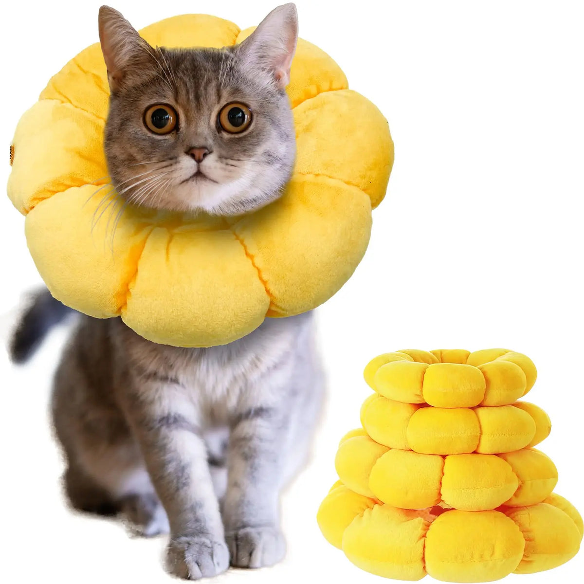 Cat Small Dog Recovery Collar, Cute Sunflower Neck Cone After Surgery, Adjustable Pet E Collar, Wound Healing Protective Cone