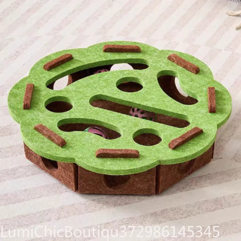 nteractive Cat Puzzle Maze Box Toy Soft Felt Hole Game Box With Bell Ball Funny Boredom Relief Play Toy For Kittens Cats