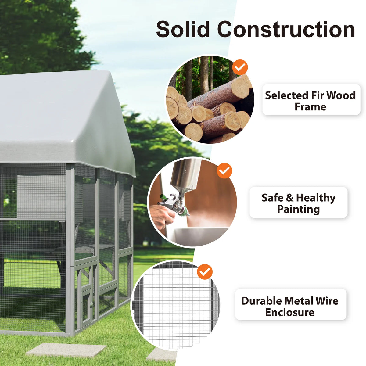 71" Outdoor Cat Catio,Walk-In Cat Enclosure with Waterproof Cover, 7 Tiered Platforms & 2 Resting Boxes for Multiple Cats