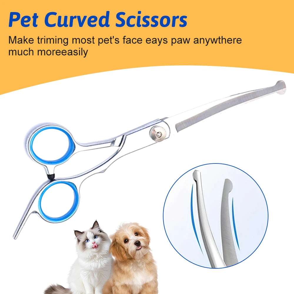 5pcs Professional Dogs Grooming Scissors Set Stainless Steel Dog and Cat Hair Thinning Shears with Safety Round Tip for Pet for Precision Trimming