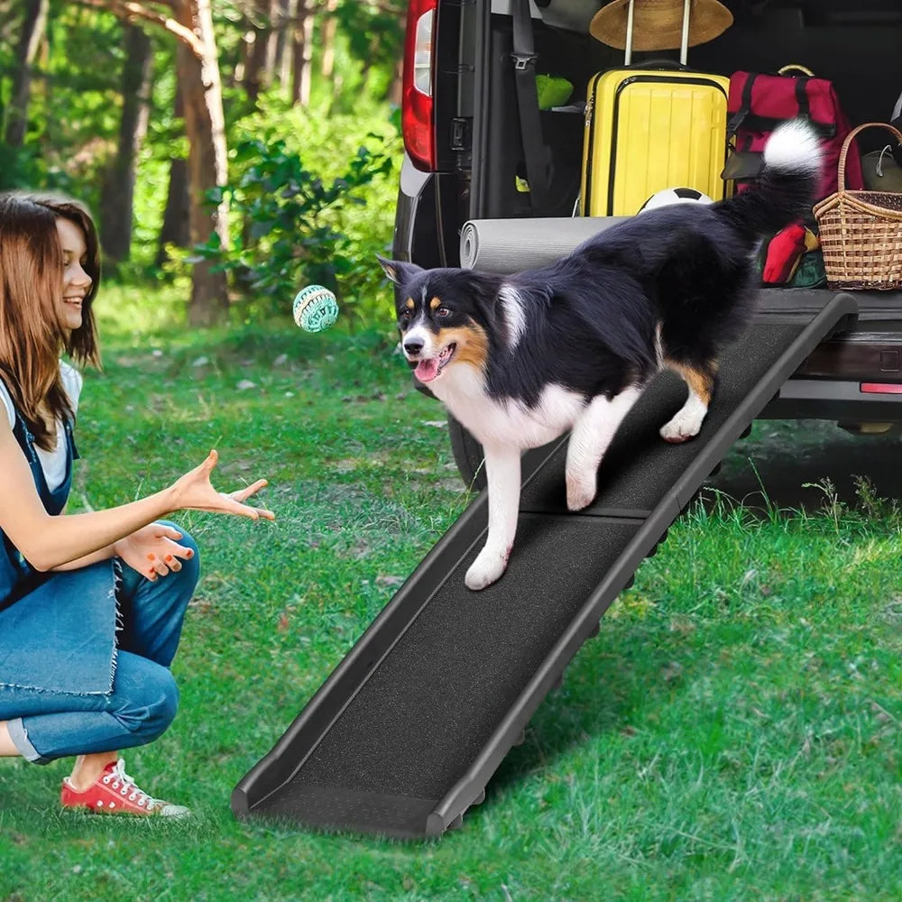 Folding Dog Ramp for Car Truck SUVs 62 Inches Pet Ramp for Large Dogs Non Slip with Raised Siderails