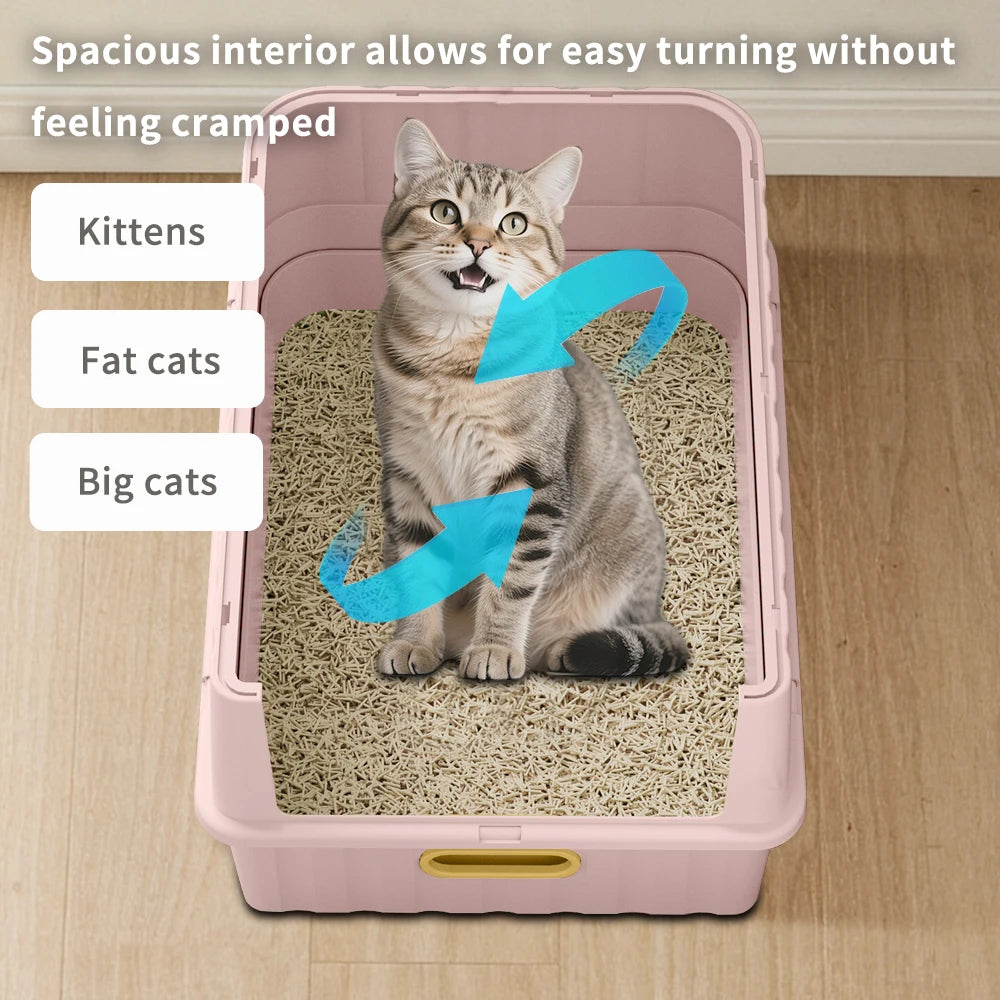 Large Cat Litter Box With Pull-Out Drawer, Fully Covered Cat Toilet For Privacy & Odor Control, Front Entry & Top Exit, Leak-Resistant And Easy-Clean Tray, Large Kitty Litter Box With Scoop, Ideal For Multi- Cats Homes Daily