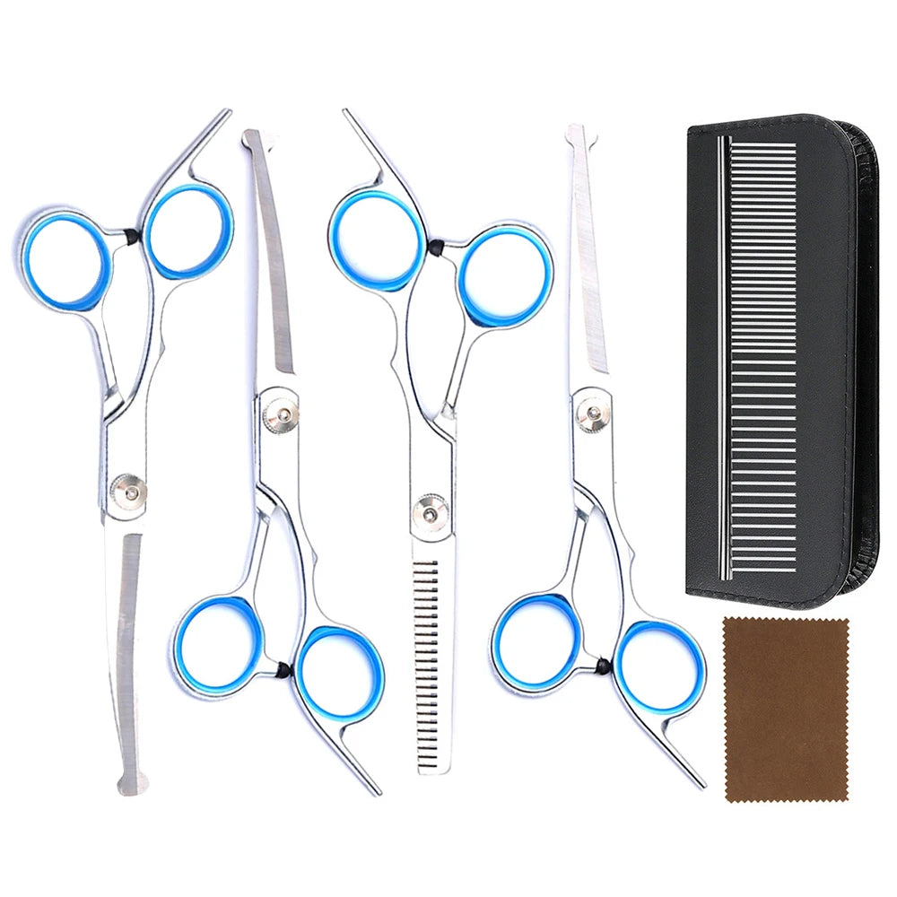 5pcs Professional Dogs Grooming Scissors Set Stainless Steel Dog and Cat Hair Thinning Shears with Safety Round Tip for Pet for Precision Trimming