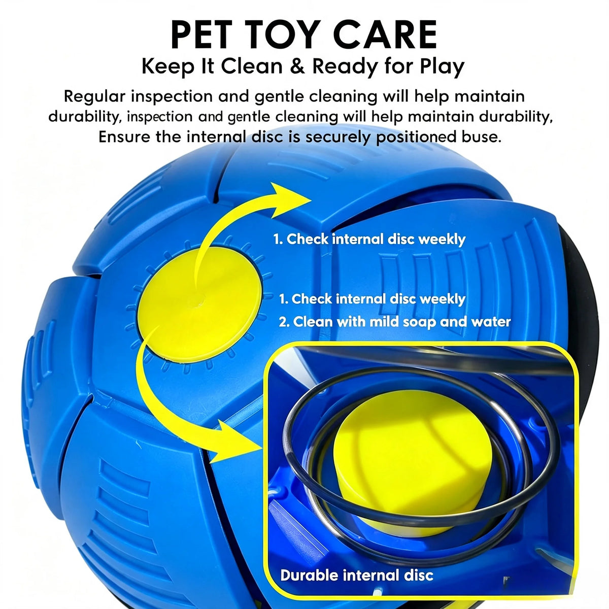Six-light dual-mode magical transforming pet bouncy ball, UFO-shaped ball, durable dog interactive training and play toy, blue and red.