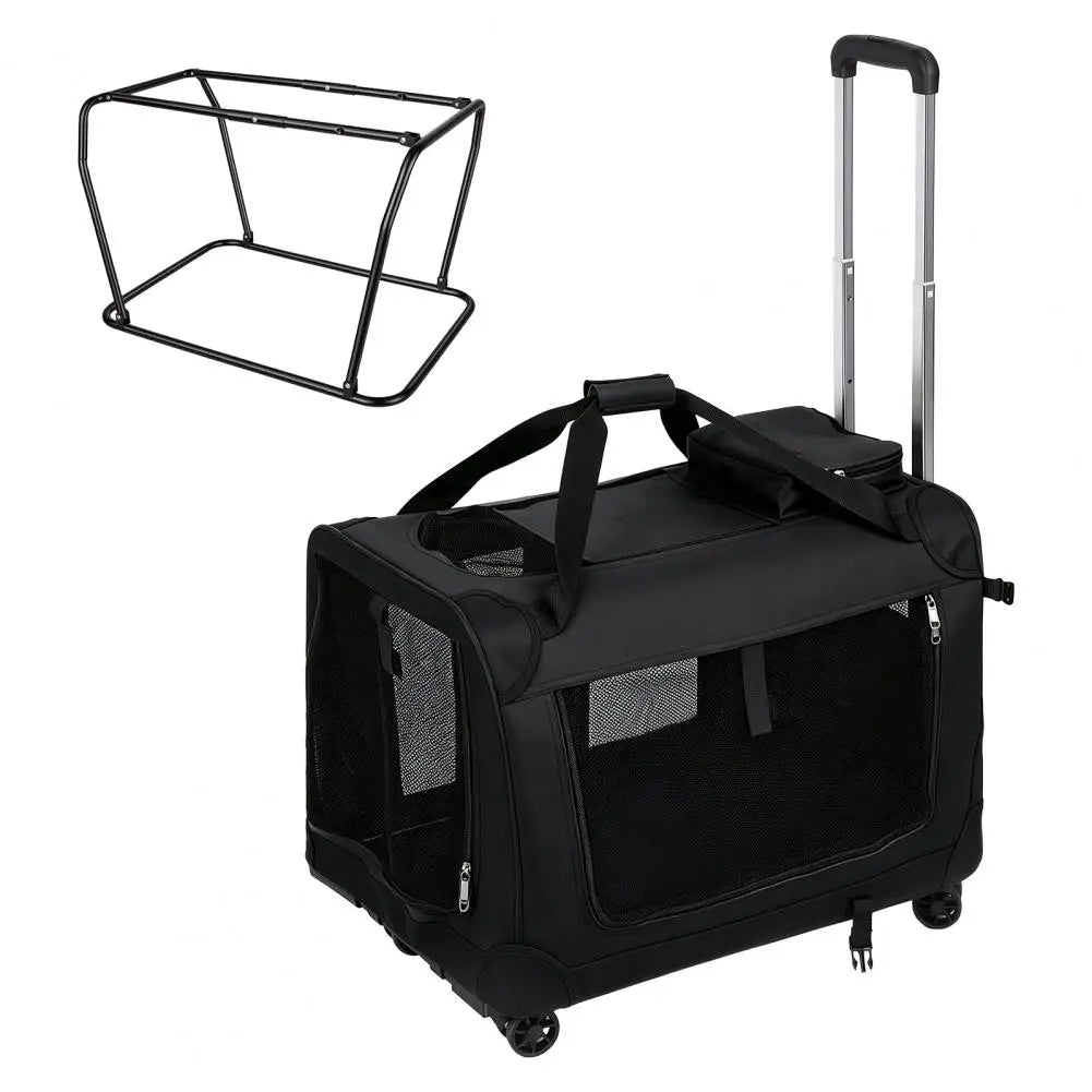 Rolling Cat Carrier, Extra Large Cat Carrier with Wheels, Pet Dog Carrier on Wheels, Travel Bag for Carrying Big Cats