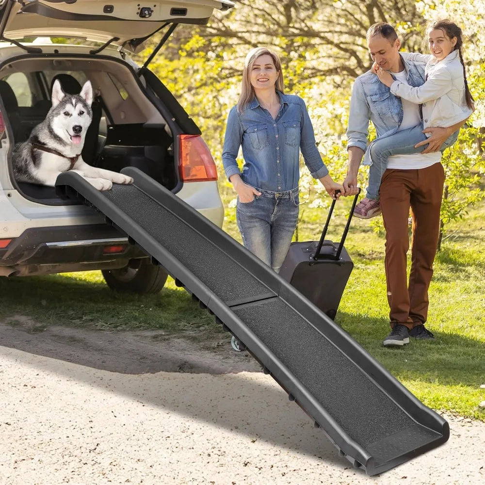 Folding Dog Ramp for Car Truck SUVs 62 Inches Pet Ramp for Large Dogs Non Slip with Raised Siderails