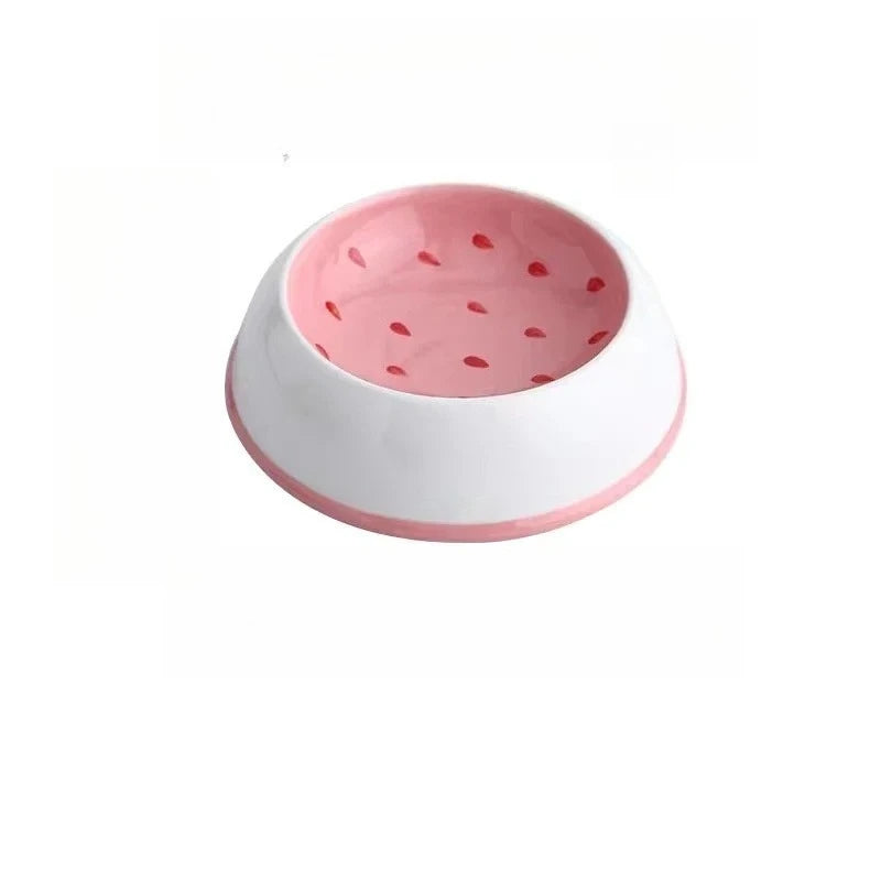 4 Cute Designs Pet Ceramics Bowl Watermelon Strawberry Shape Cat Food Bowl Small Dog colorful Water Suppliers Cat Bowl