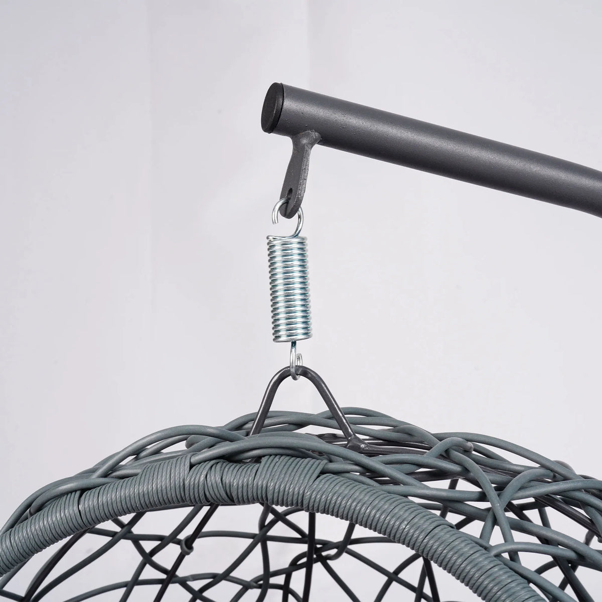 Cat Swing Bed with Stand, Rattan Wicker Egg Chair with Cushion, Indoor Hanging Pet Bed for Cats & Small Dogs, Gray