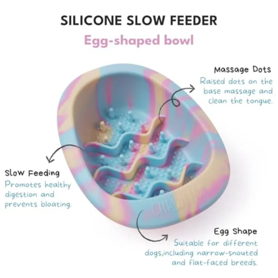 Dog and Cat Lick Mat Bowls, BPA-Free Silicone Slow Feeder Bowl with Suction Cups, Non Slip Pet Food Bowl Reduces Boredom and An