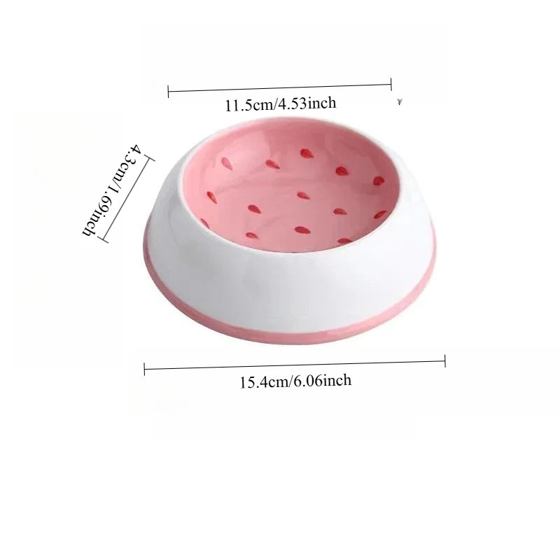 4 Cute Designs Pet Ceramics Bowl Watermelon Strawberry Shape Cat Food Bowl Small Dog colorful Water Suppliers Cat Bowl