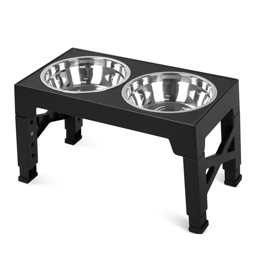 Adjustable Elevated Dog Feeder, Raised Dog Bowl Stand with Double Stainless Steel Food Water Bowls, Ergonomic Pet Feeding Station for Small Medium Large Dogs