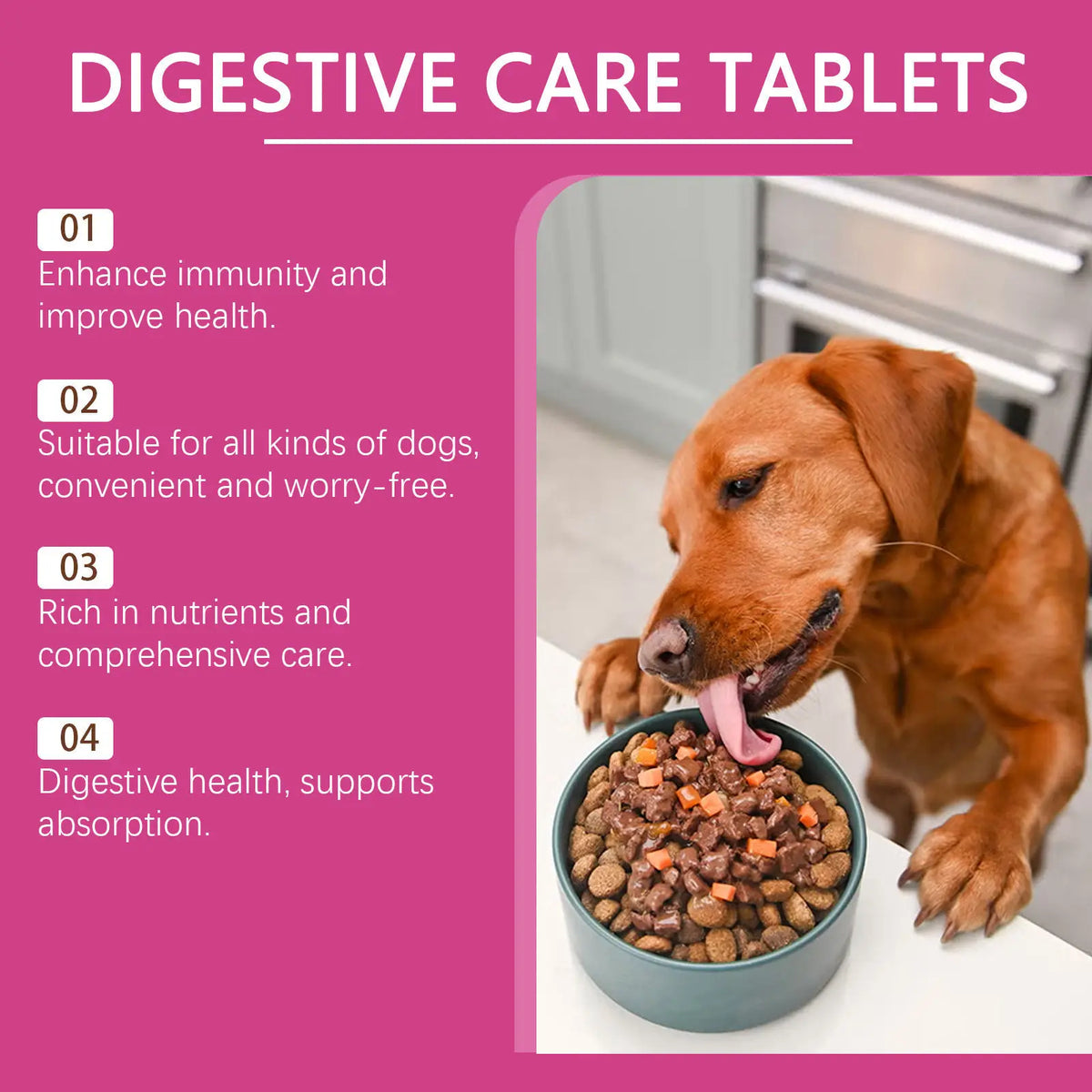 Pet Probiotic Chewable Tablets for Dogs Cats Digestive Health Gut Flora Immune Support Diarrhea Relief Prebiotics Digestive Enzymes Chicken Flavor Daily Supplement for Puppy Kitten Sensitive Stomach Safe Natural Effective
