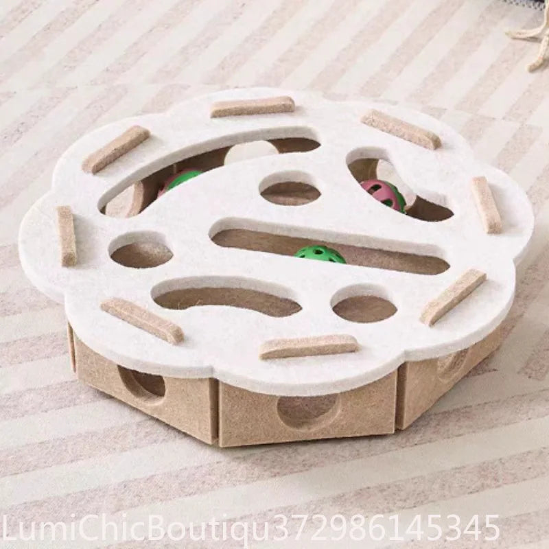 nteractive Cat Puzzle Maze Box Toy Soft Felt Hole Game Box With Bell Ball Funny Boredom Relief Play Toy For Kittens Cats