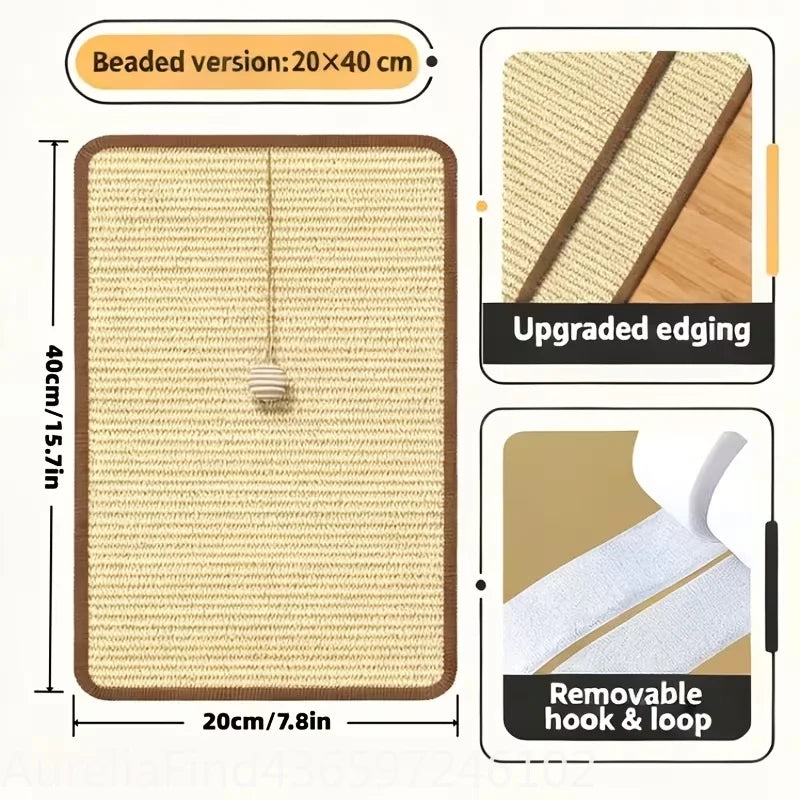 Standing Sisal Cat Scratcher with Hanging Ball Space Saving Cat Scratch Post Furniture Protect Sofa Door No Cat Tree Included