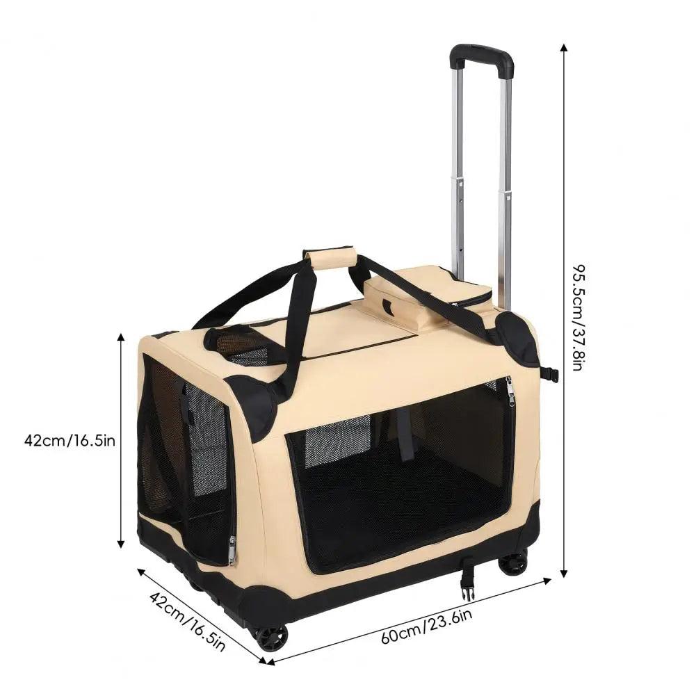 Rolling Cat Carrier, Extra Large Cat Carrier with Wheels, Pet Dog Carrier on Wheels, Travel Bag for Carrying Big Cats