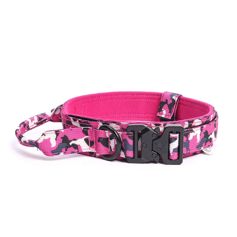 Pet Products Outdoor Tactical Dog Buckle Breathability Nylon Collar Traction Rope Adjustable Military Pets Collars