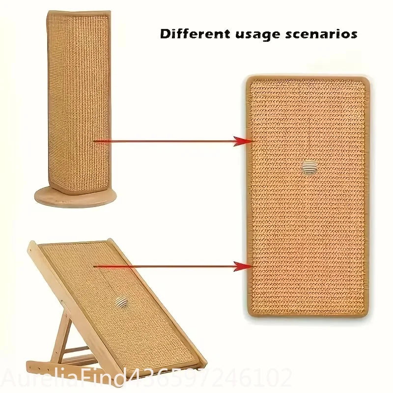 Standing Sisal Cat Scratcher with Hanging Ball Space Saving Cat Scratch Post Furniture Protect Sofa Door No Cat Tree Included