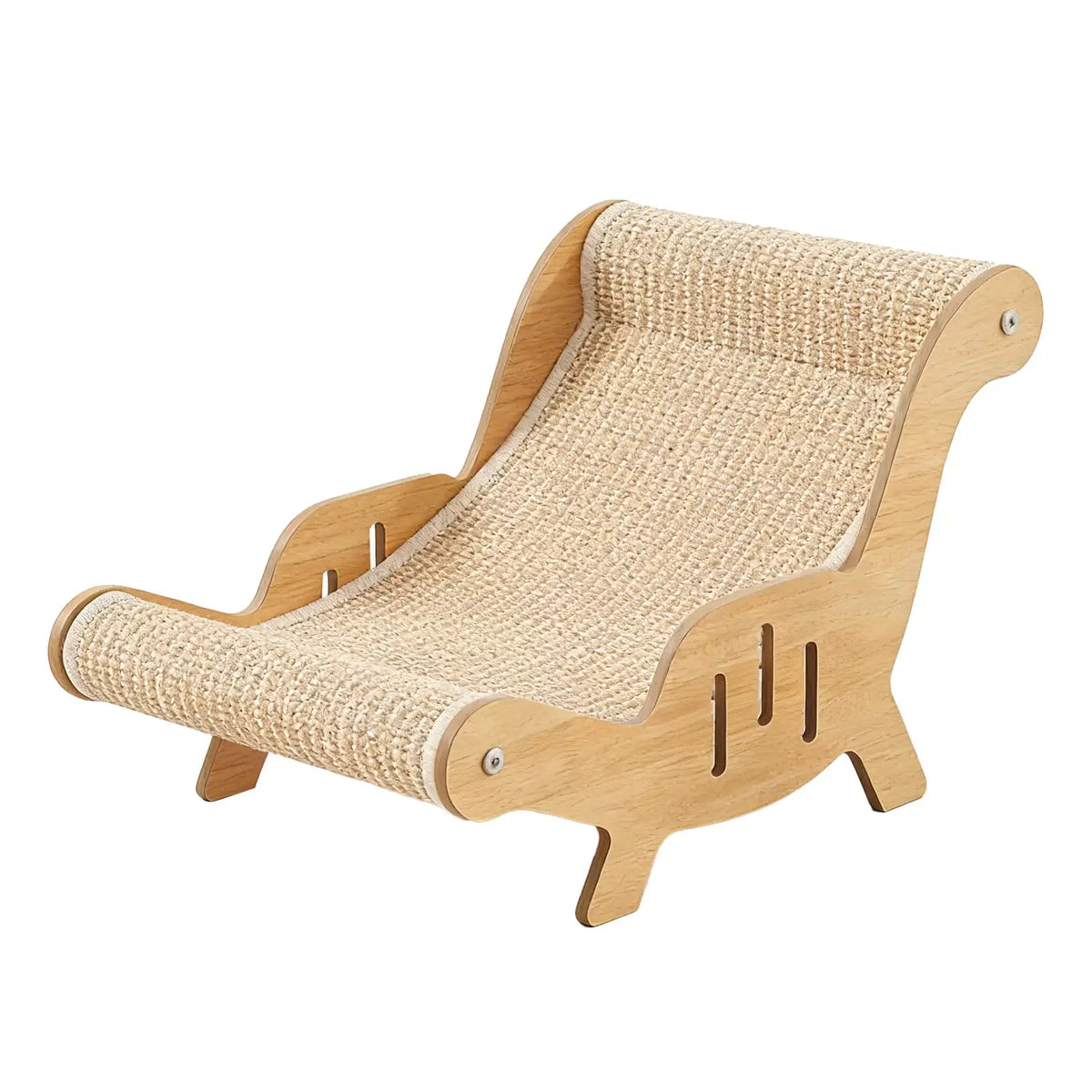 Cat Scratcher Bed, Wooden Sisal Recliner Scraper Board Chair for Indoor Cats