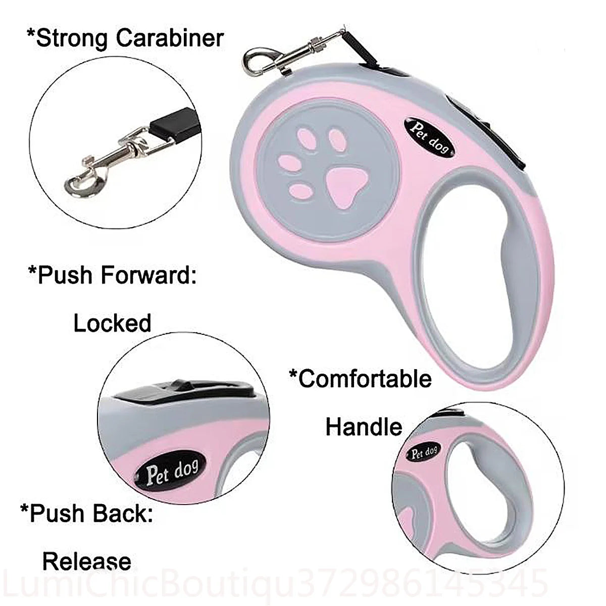 3M 5M Strong Retractable Nylon Dog Leash Paw‑Style Pet Lead For Small Medium Large Dogs Yorkies Puppy Outdoor Walking Supplies