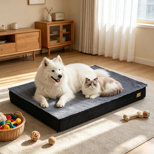 Orthopedic Dog Bed for Large Dogs Dog Crate Bed with Removable Washable Cover Sponge Foam Base Pet Bed Sleeping Mat Kennels Pad