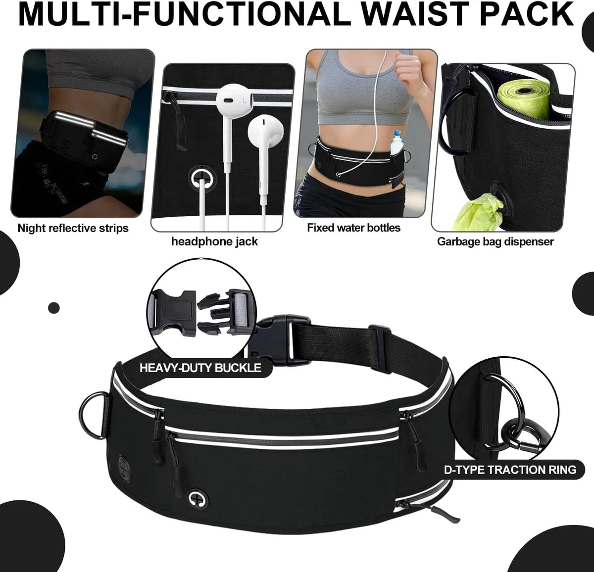 1pc Waist Belt Dog Leash for Running, Shock Absorbing Elastic Dog Lead with Reflective Strip, Adjustable Hands Free Dog Walking Waist Pack with Phone Pocket, Outdoor Jogging Gear for Large Dogs
