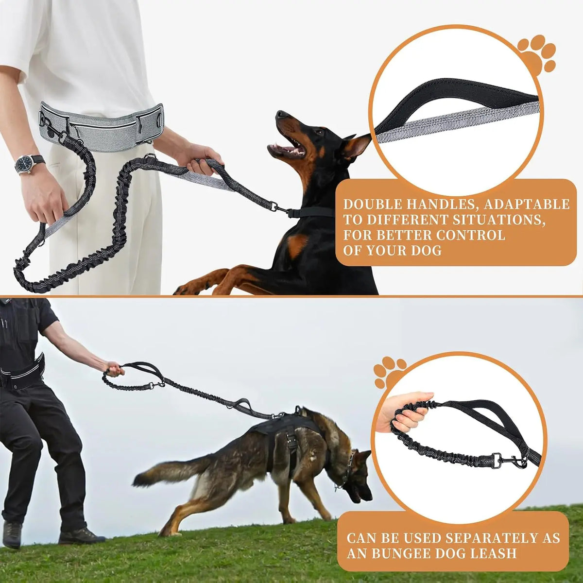 1pc Waist Belt Dog Leash for Running, Shock Absorbing Elastic Dog Lead with Reflective Strip, Adjustable Hands Free Dog Walking Waist Pack with Phone Pocket, Outdoor Jogging Gear for Large Dogs
