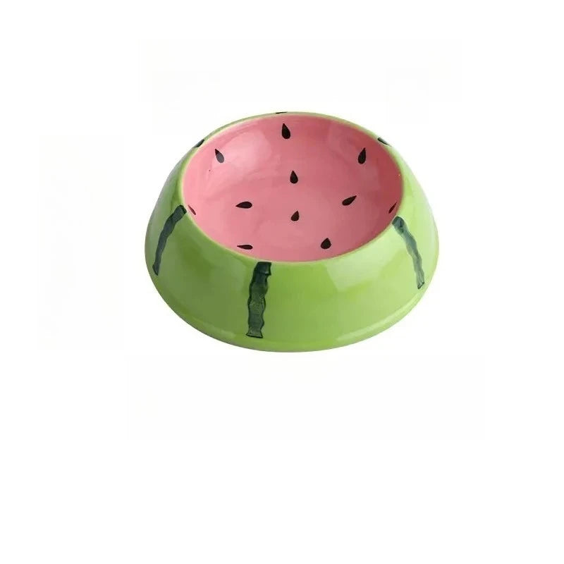 4 Cute Designs Pet Ceramics Bowl Watermelon Strawberry Shape Cat Food Bowl Small Dog colorful Water Suppliers Cat Bowl