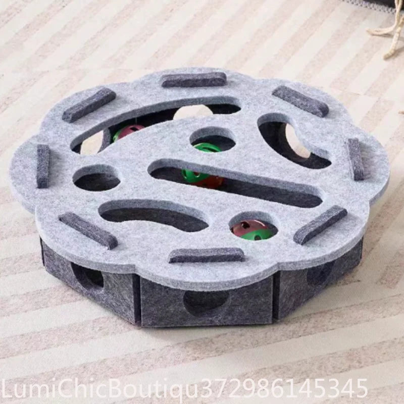 nteractive Cat Puzzle Maze Box Toy Soft Felt Hole Game Box With Bell Ball Funny Boredom Relief Play Toy For Kittens Cats