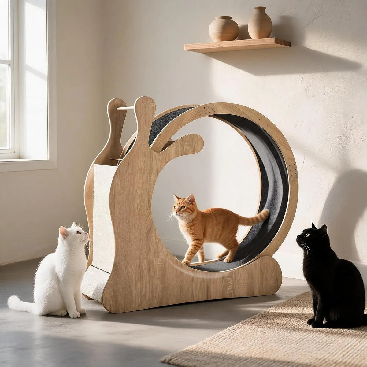 Garvee 3 in1 Solid Wood Cat Treadmill Running Wheel Large Pet Supplies Anti Pinch Foot Exercise Fitness Roller Cat Climbing Frame Dog Toy