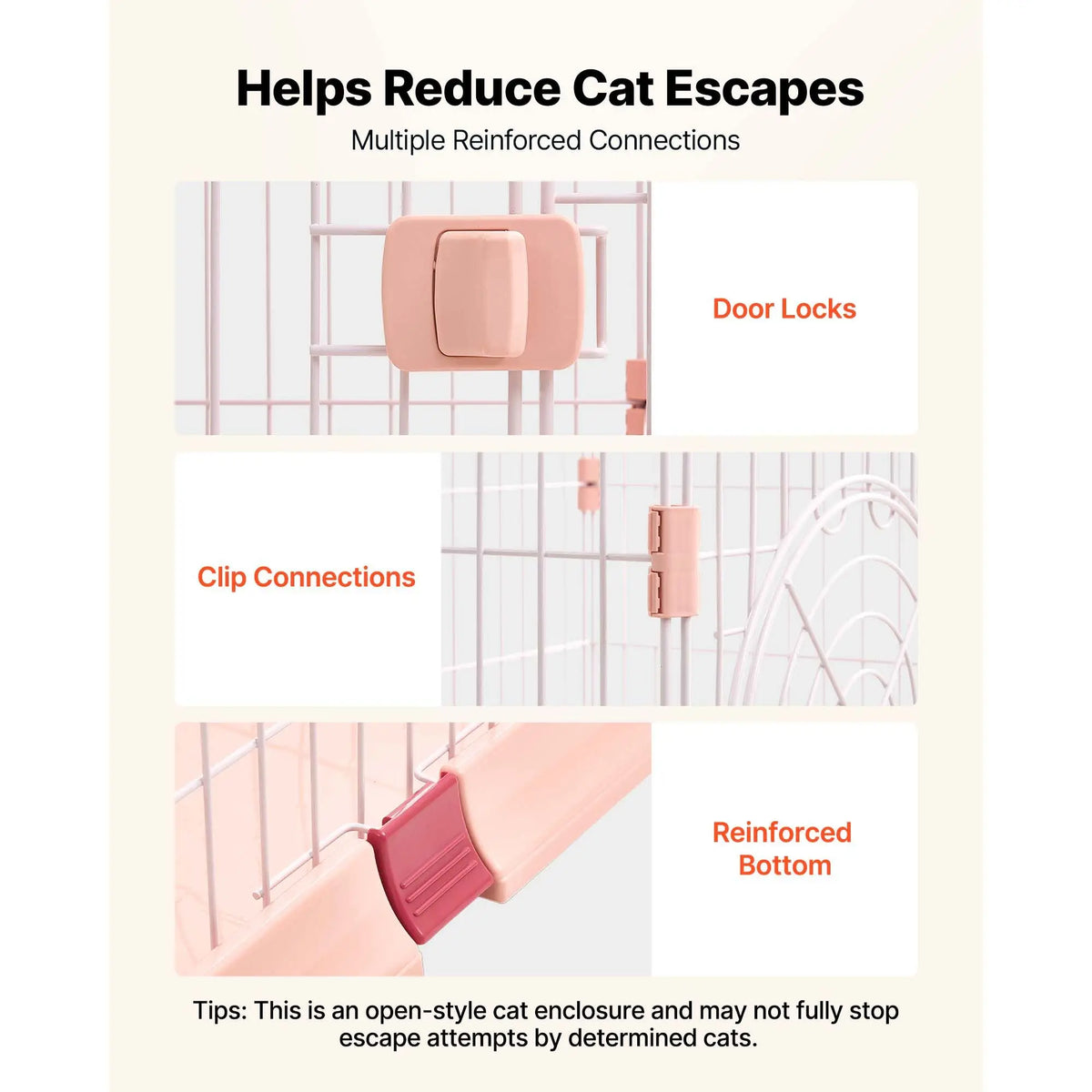 Cat Cage 4-Tier 33.07"x23.82"x64.37" DIY Cat Playpen with Ladders, Indoor Enclosure Detachable Metal Wire Kennel Crate, Large Exercise Place for 1-2 Cats, Kittens, Ferrets, Small Animals, Pink