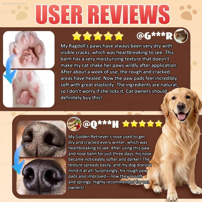 40g Dog Paw Soother Nose Balm Pet Foot Moisturizing Cream Cat Dog Cracked Paw Repair Protective Butter Care Pet Supplies