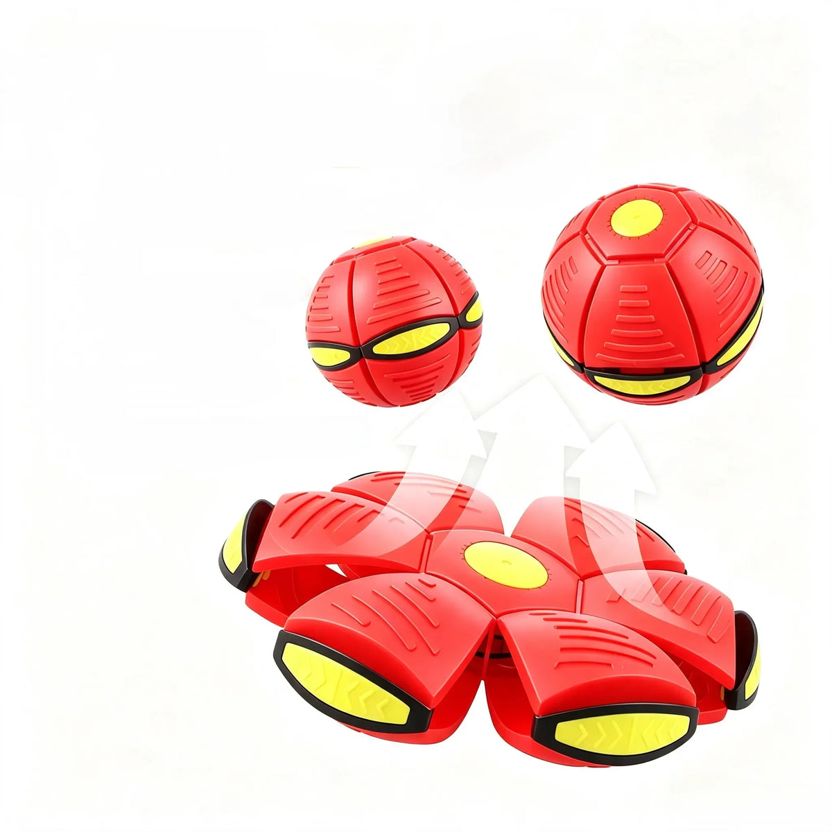 Six-light dual-mode magical transforming pet bouncy ball, UFO-shaped ball, durable dog interactive training and play toy, blue and red.