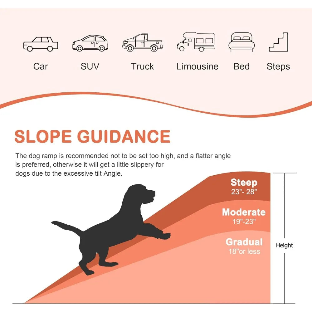 Folding Dog Ramp for Car Truck SUVs 62 Inches Pet Ramp for Large Dogs Non Slip with Raised Siderails