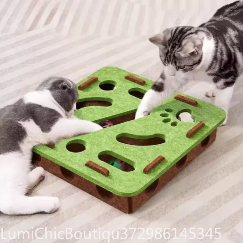nteractive Cat Puzzle Maze Box Toy Soft Felt Hole Game Box With Bell Ball Funny Boredom Relief Play Toy For Kittens Cats