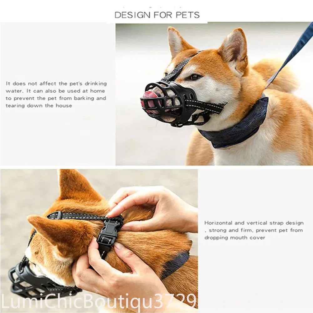 Soft Silicone Basket Dog Muzzle Breathable Durable Strong Pet Mask Anti‑Biting Anti‑Chewing Safety Muzzle For Dogs Daily Pet Supply