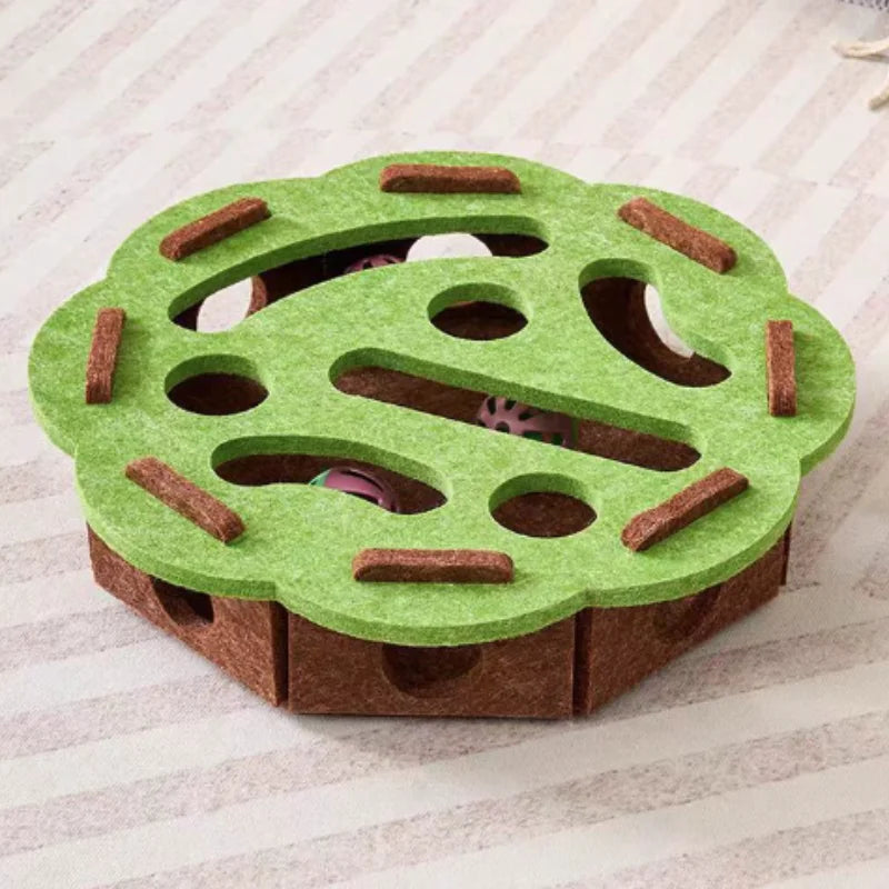 nteractive Cat Puzzle Maze Box Toy Soft Felt Hole Game Box With Bell Ball Funny Boredom Relief Play Toy For Kittens Cats