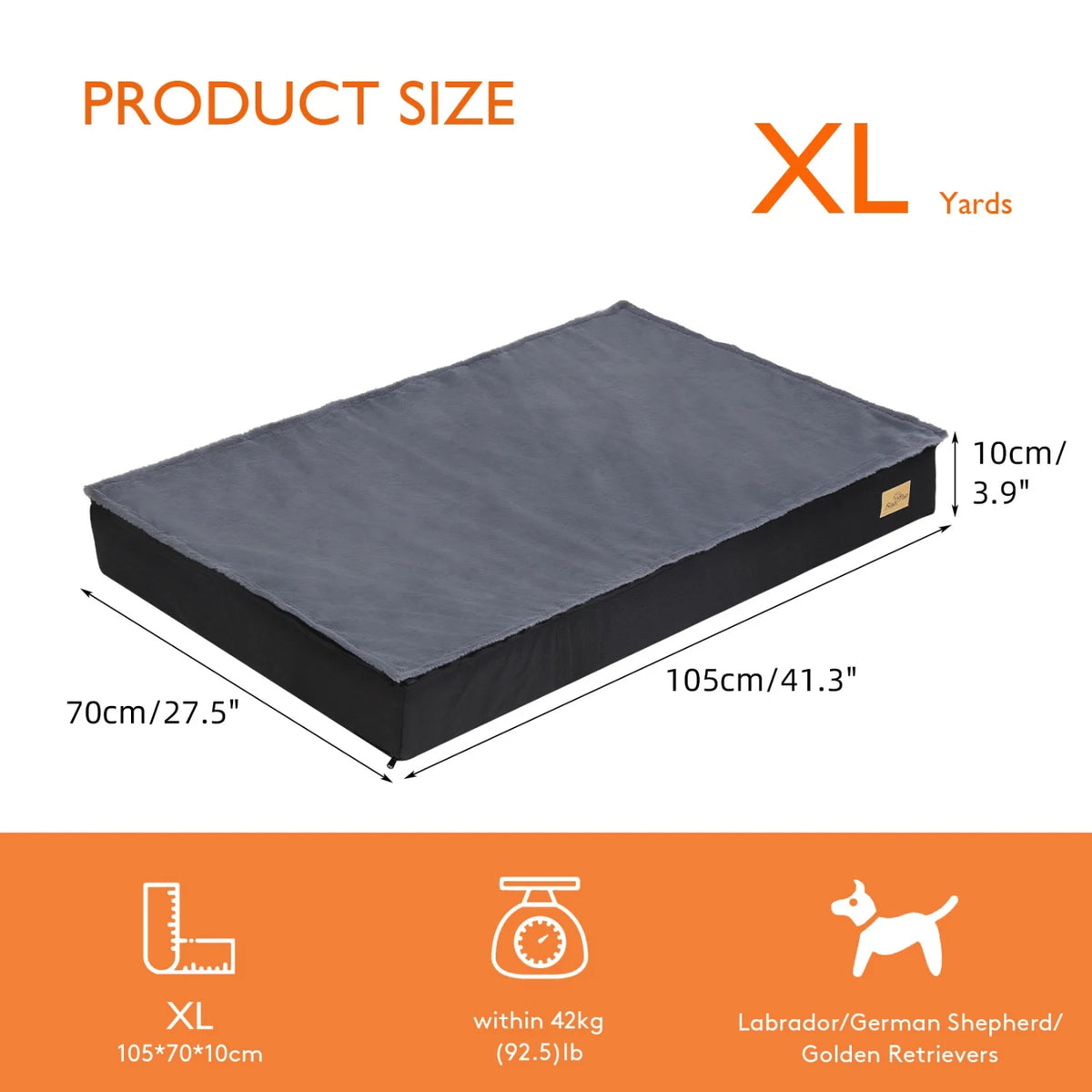 Orthopedic Dog Bed for Large Dogs Dog Crate Bed with Removable Washable Cover Sponge Foam Base Pet Bed Sleeping Mat Kennels Pad