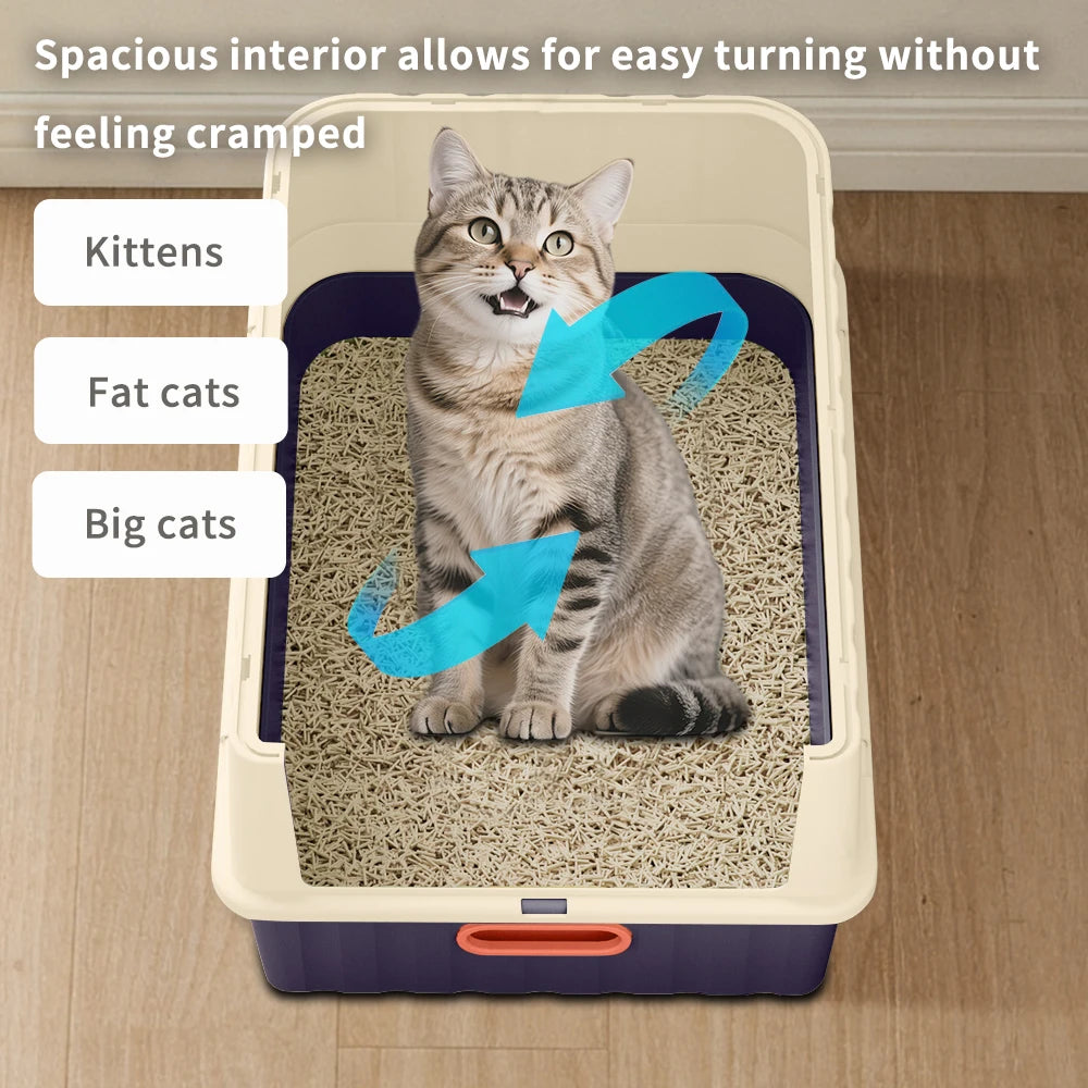 Large Cat Litter Box With Pull-Out Drawer, Fully Covered Cat Toilet For Privacy & Odor Control, Front Entry & Top Exit, Leak-Resistant And Easy-Clean Tray, Large Kitty Litter Box With Scoop, Ideal For Multi- Cats Homes Daily