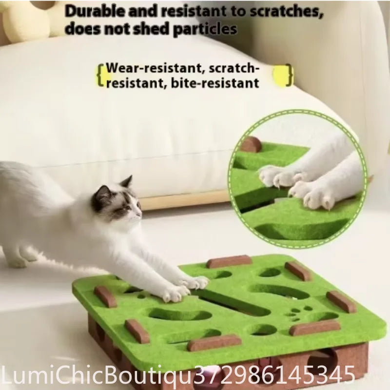 nteractive Cat Puzzle Maze Box Toy Soft Felt Hole Game Box With Bell Ball Funny Boredom Relief Play Toy For Kittens Cats