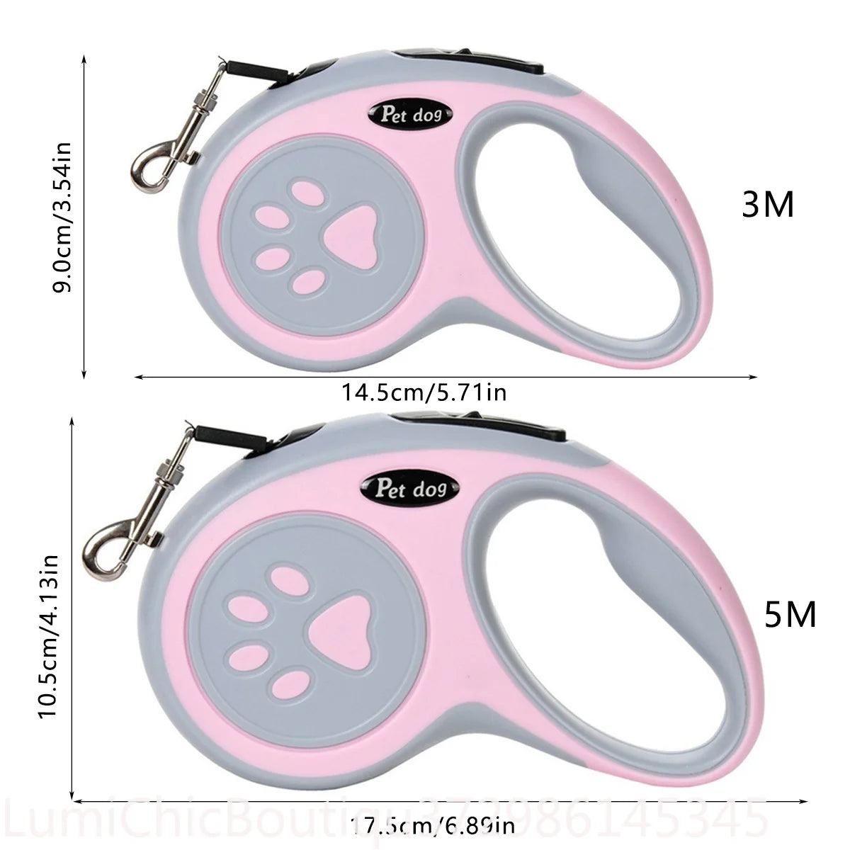 3M 5M Strong Retractable Nylon Dog Leash Paw‑Style Pet Lead For Small Medium Large Dogs Yorkies Puppy Outdoor Walking Supplies